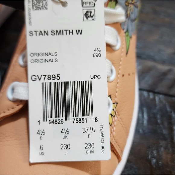 Adidas x Stan Smith Primegreen floral sneakers women's size 6 new! - Picture 7 of 9
